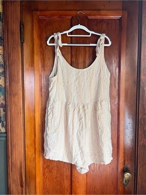 American eagle size xl Cream Embroidered Tie-Shoulder Romper